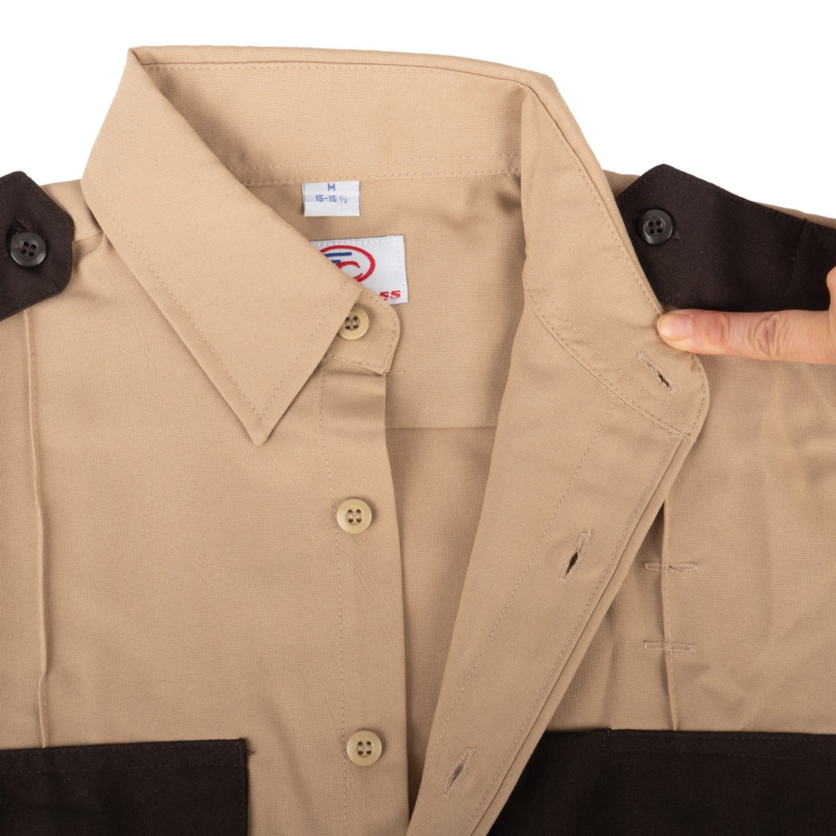 100% Polyester Two Tone Short Sleeve Uniform Shirt - Button front detail