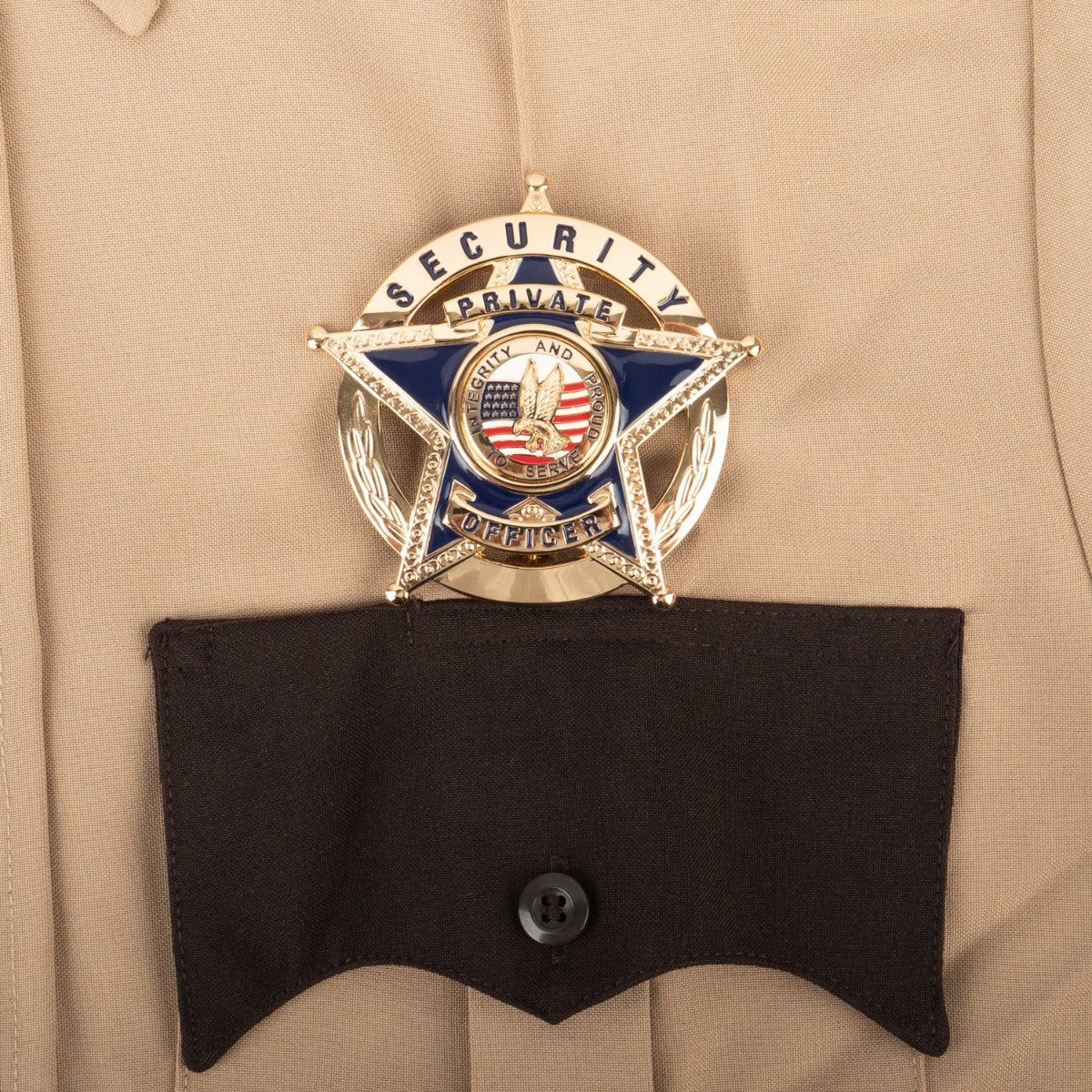 100% Polyester Two Tone Short Sleeve Uniform Shirt - Badge location detail