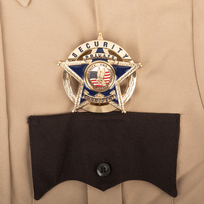 100% Polyester Two Tone Short Sleeve Uniform Shirt - Badge location detail