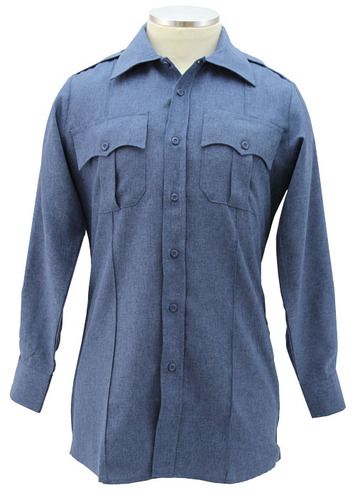 100% Polyester Long Sleeve Uniform Shirt SALE - French Blue