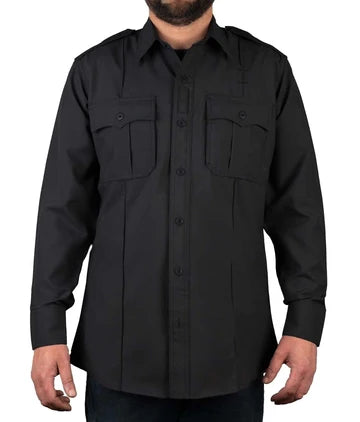 Polyester 4 Pocket Hidden Zipper Uniform Shirt - Long Sleeve