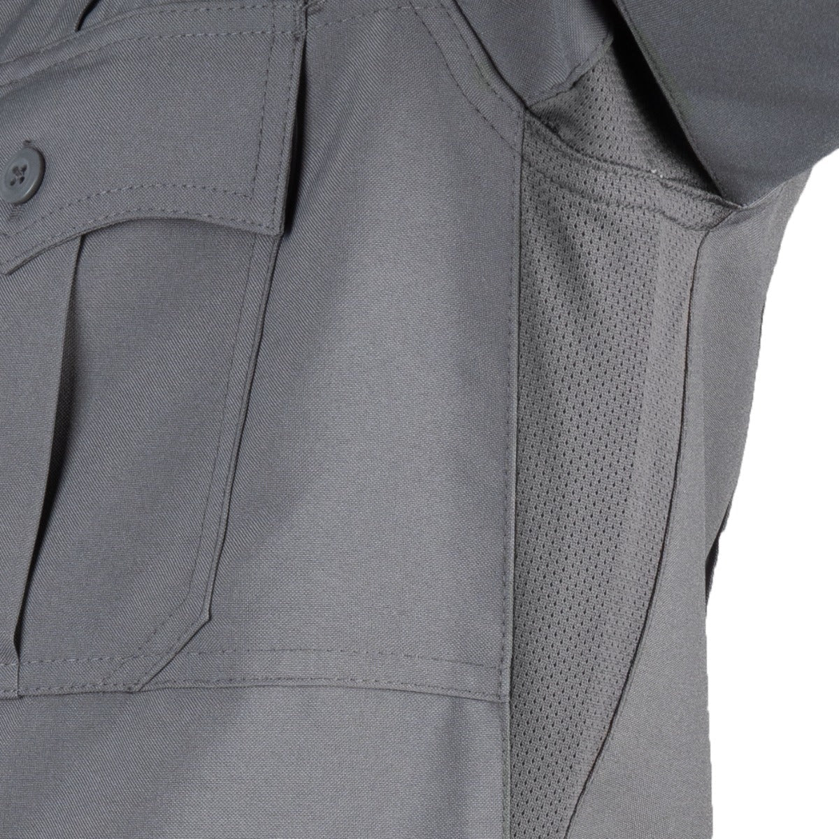 100% Polyester 4 Pocket Hidden Zipper Uniform Shirt - Short Sleeve - Underarm mesh vent detail