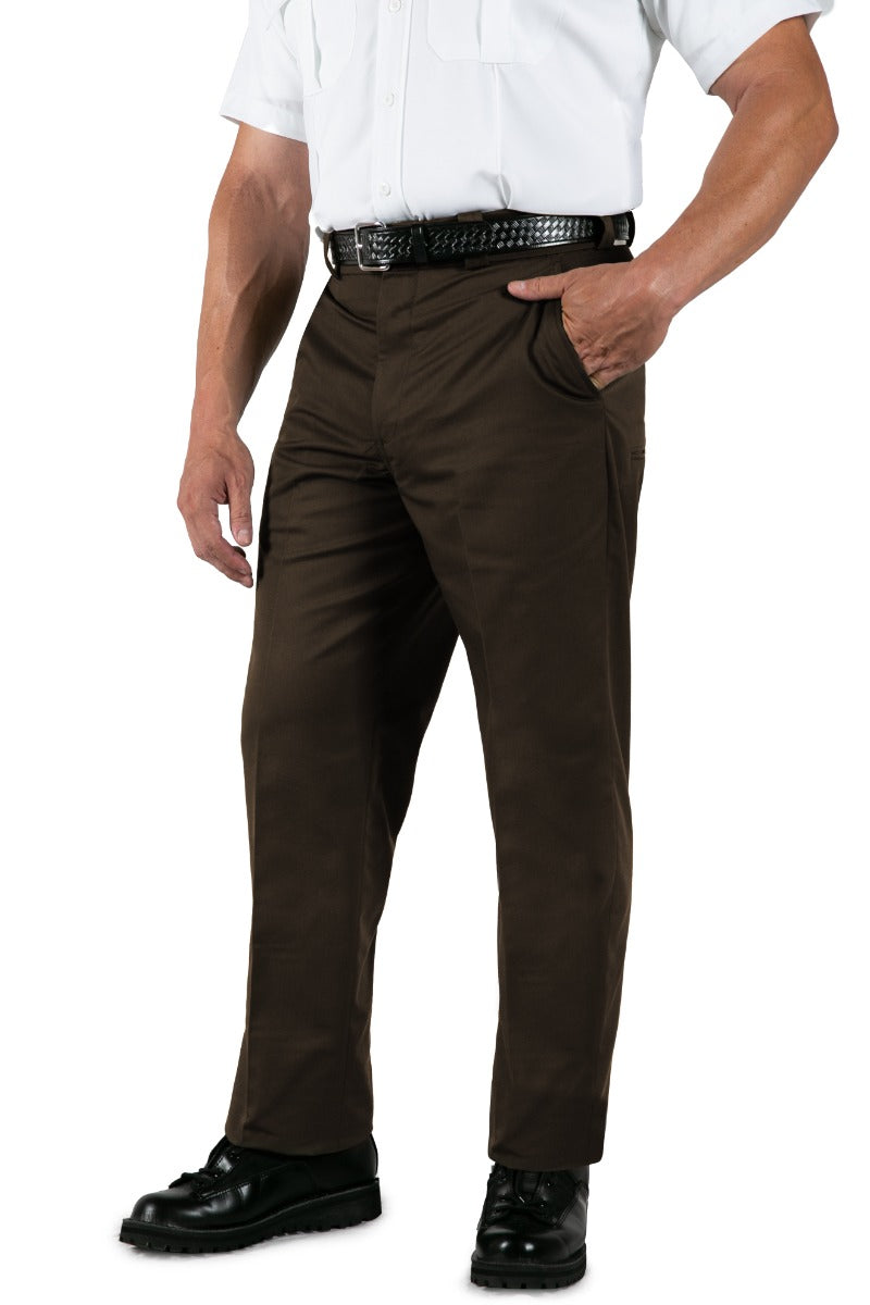 Polyester Elastique Weave Uniform Slacks - Brown