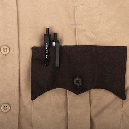 100% Polyester Two Tone Short Sleeve Uniform Shirt - Pen holder pocket detail