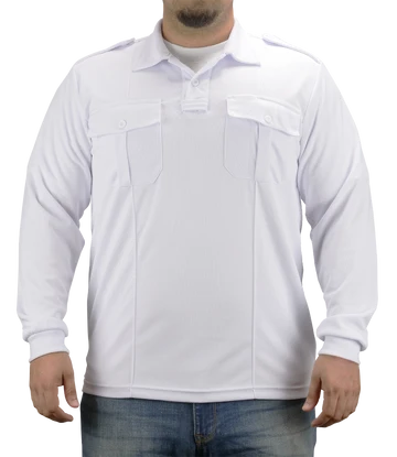 Camisa tipo polo de manga larga 100% poliéster Pro-Dry con dos bolsillos