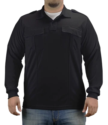 100% Polyester Long Sleeve Pro-Dry Polo Shirt with Two Pockets