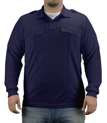 Camisa tipo polo de manga larga 100% poliéster Pro-Dry con dos bolsillos