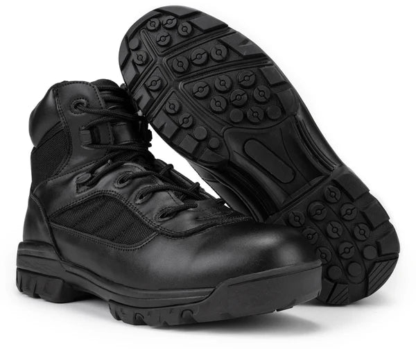Botas tácticas de combate Ryno Gear de 6" con cremallera lateral y tecnología CoolMax (negras)