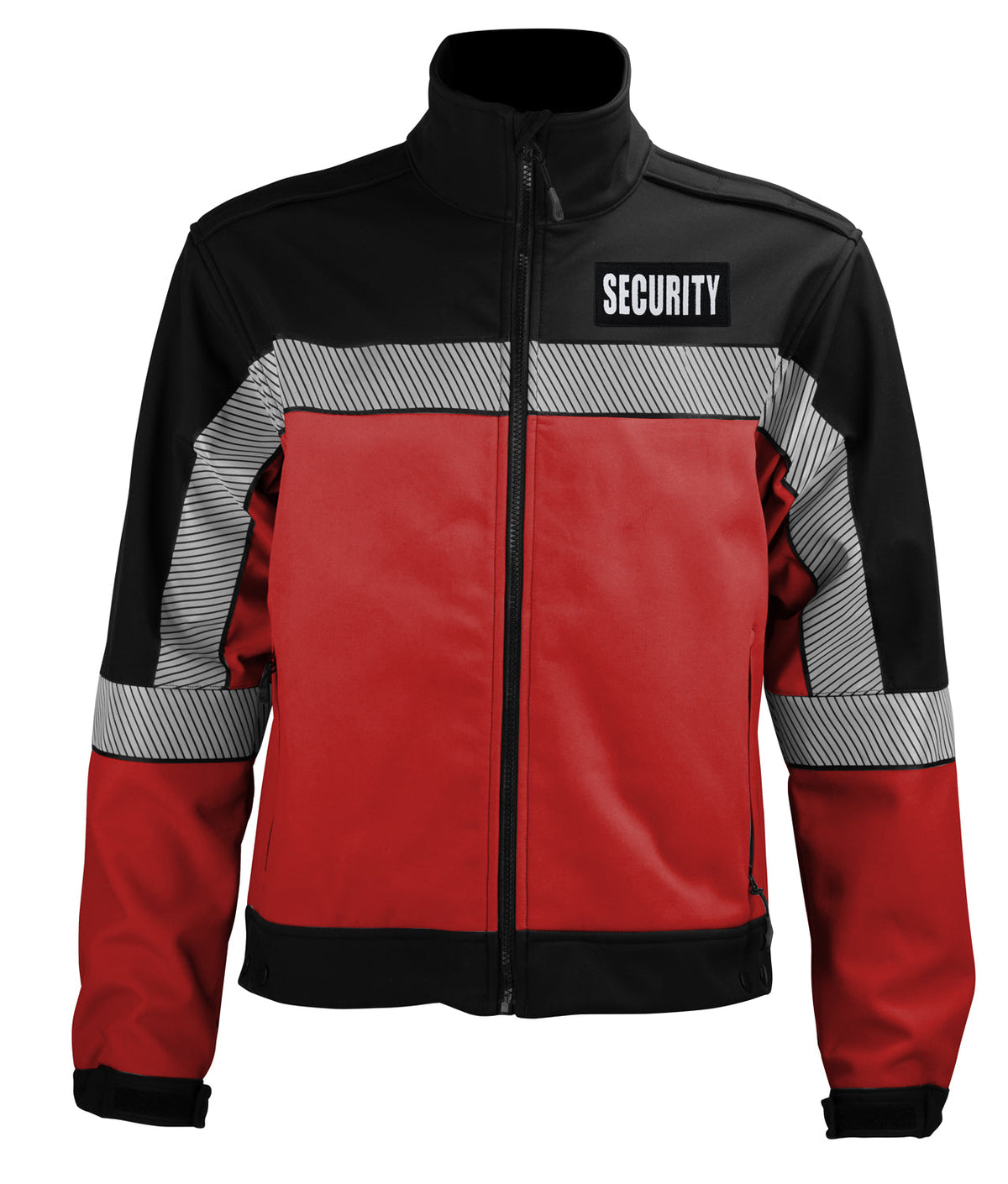 Hi-Vis Security Softshell Jacket with Reflective Emblems - Red and Black