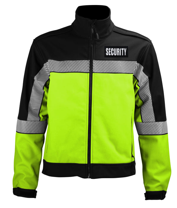 Hi-Vis Security Softshell Jacket with Reflective Emblems - Red and Black