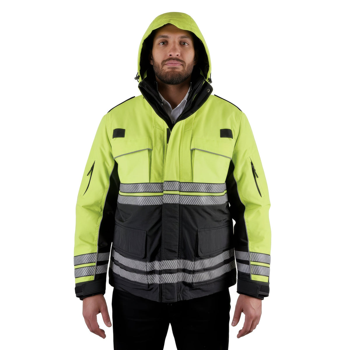 Sinatra Lancer Hi-Vis 3-in-1 Waterproof Winter Parka - Lime Green and Black
