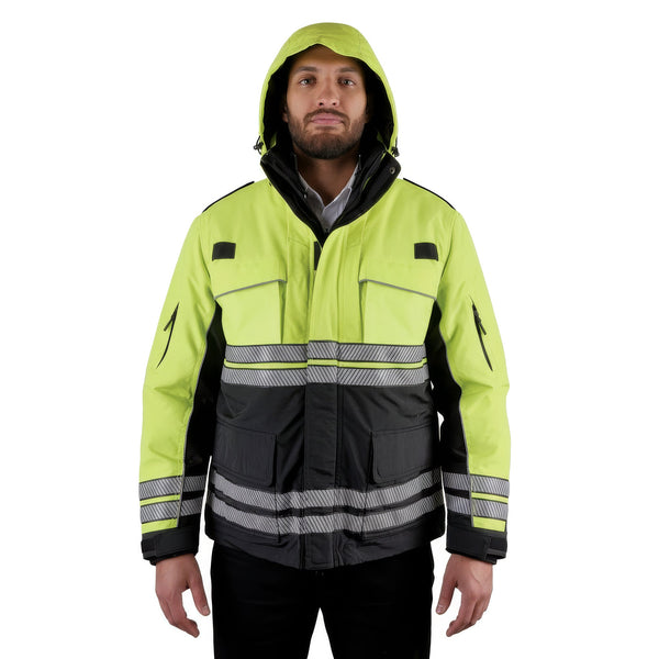 Sinatra Lancer Hi-Vis 3-in-1 Waterproof Winter Parka - Lime Green and Black