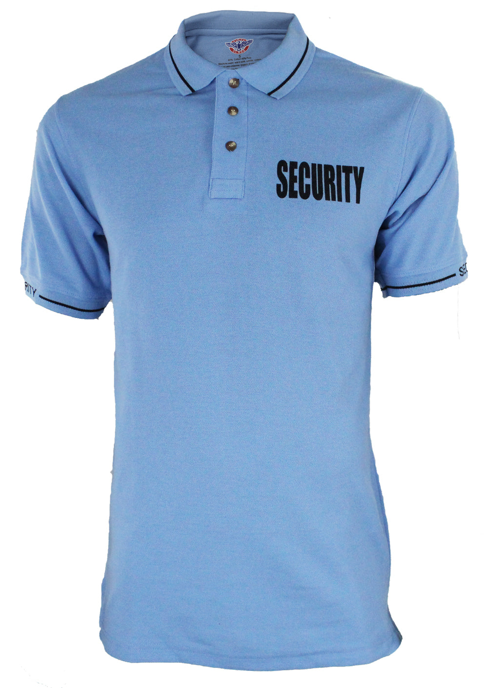 Polycotton Security Polo Shirts for Professionals - Sky Blue Black ID