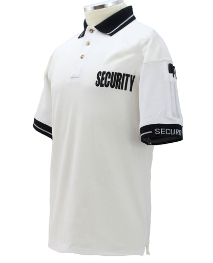 Polycotton Security Polo Shirts for Professionals - White Black ID