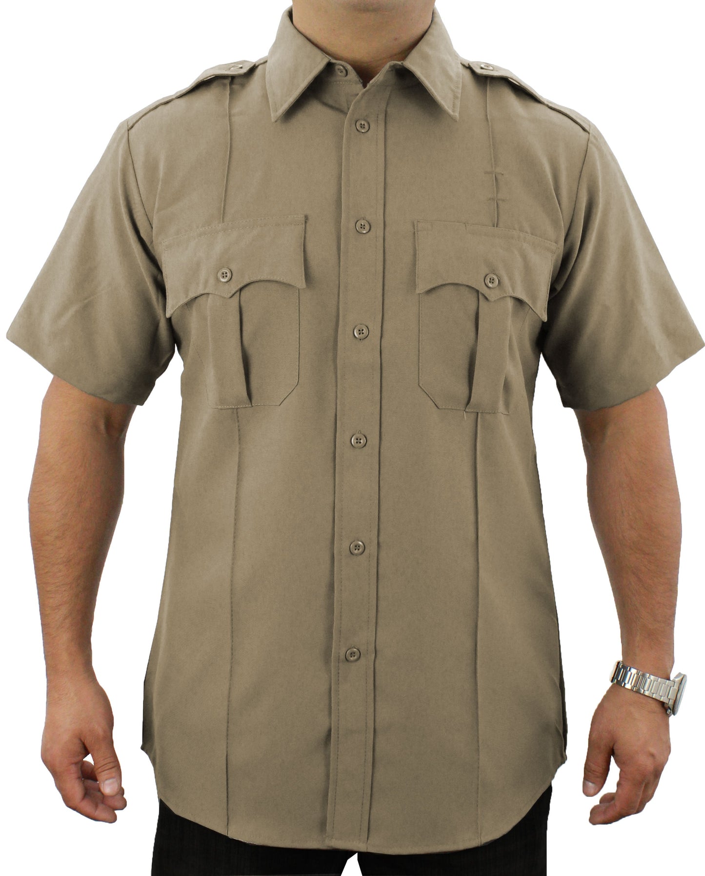 Stars Uniform 100% Polyester Short Sleeve Uniform Shirt - Tan