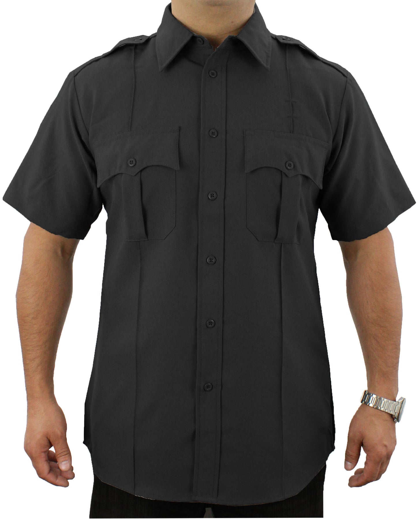 Stars Uniform 100% Polyester Short Sleeve Uniform Shirt - Black