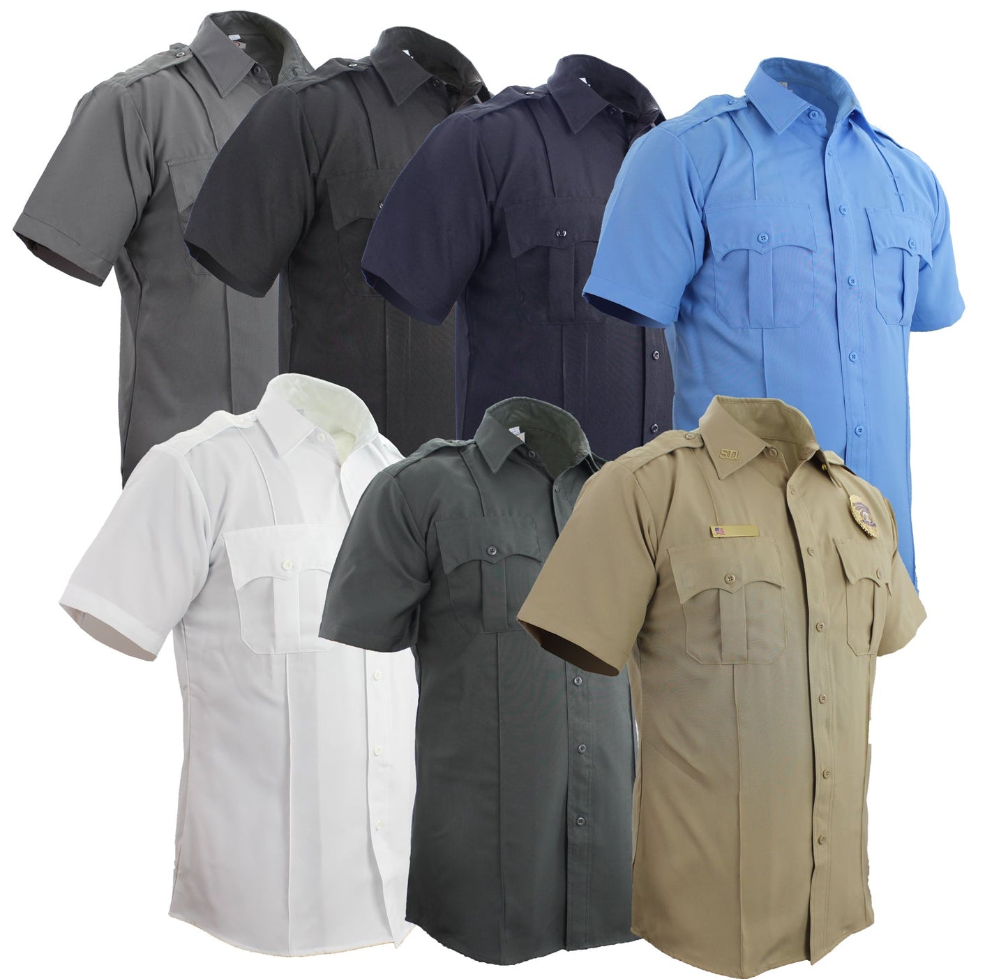 Stars Uniform 100% Polyester Short Sleeve Uniform Shirt - group view of available colors