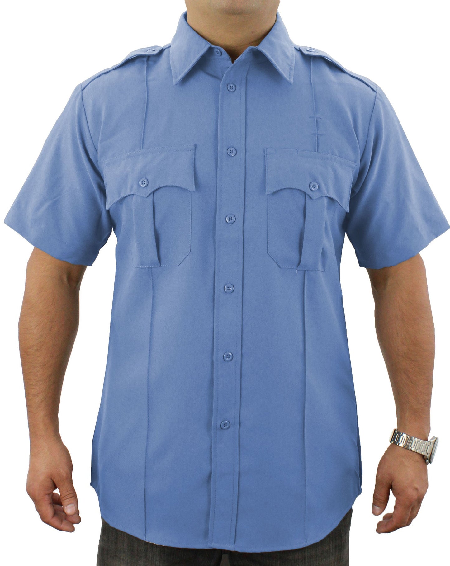Stars Uniform 100% Polyester Short Sleeve Uniform Shirt - Light Blue