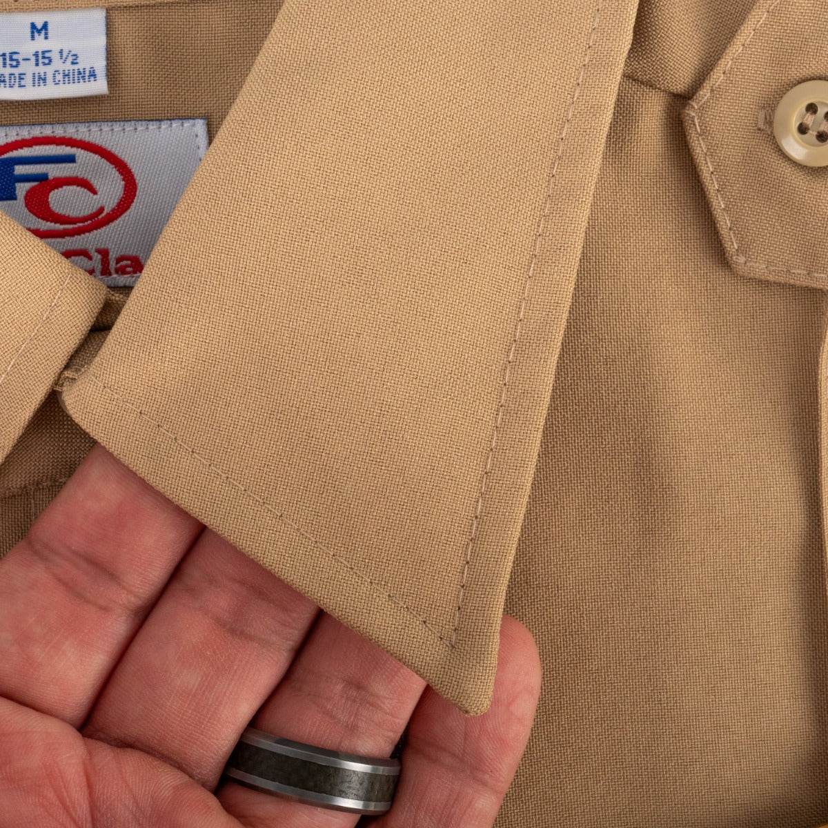 Stars Uniform 100% Polyester Short Sleeve Uniform Shirt - embedded collar stay detail