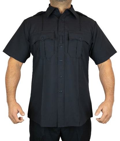 SALE 100% Polyester 4 Pocket Hidden Zipper Uniform Shirt - Short Sleeve - Black