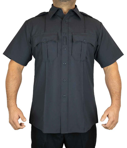 100% Polyester 4 Pocket Hidden Zipper Uniform Shirt - Short Sleeve