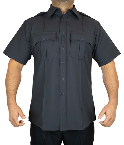 SALE 100% Polyester 4 Pocket Hidden Zipper Uniform Shirt - Short Sleeve - Dark Grey