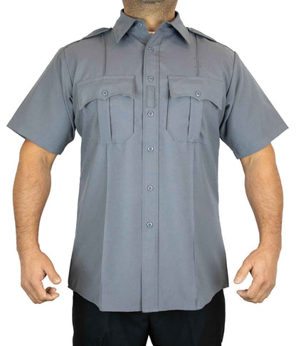 100% Polyester 4 Pocket Hidden Zipper Uniform Shirt - Short Sleeve