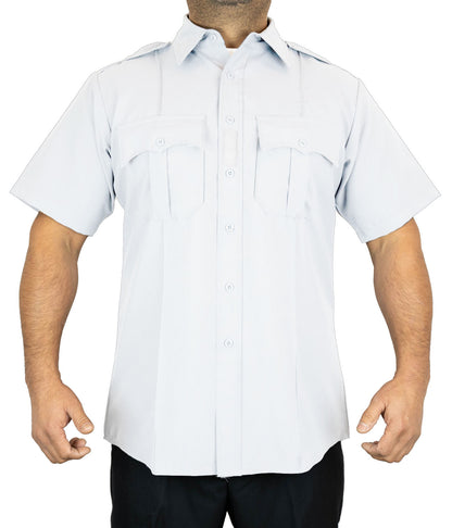 SALE 100% Polyester 4 Pocket Hidden Zipper Uniform Shirt - Short Sleeve - White