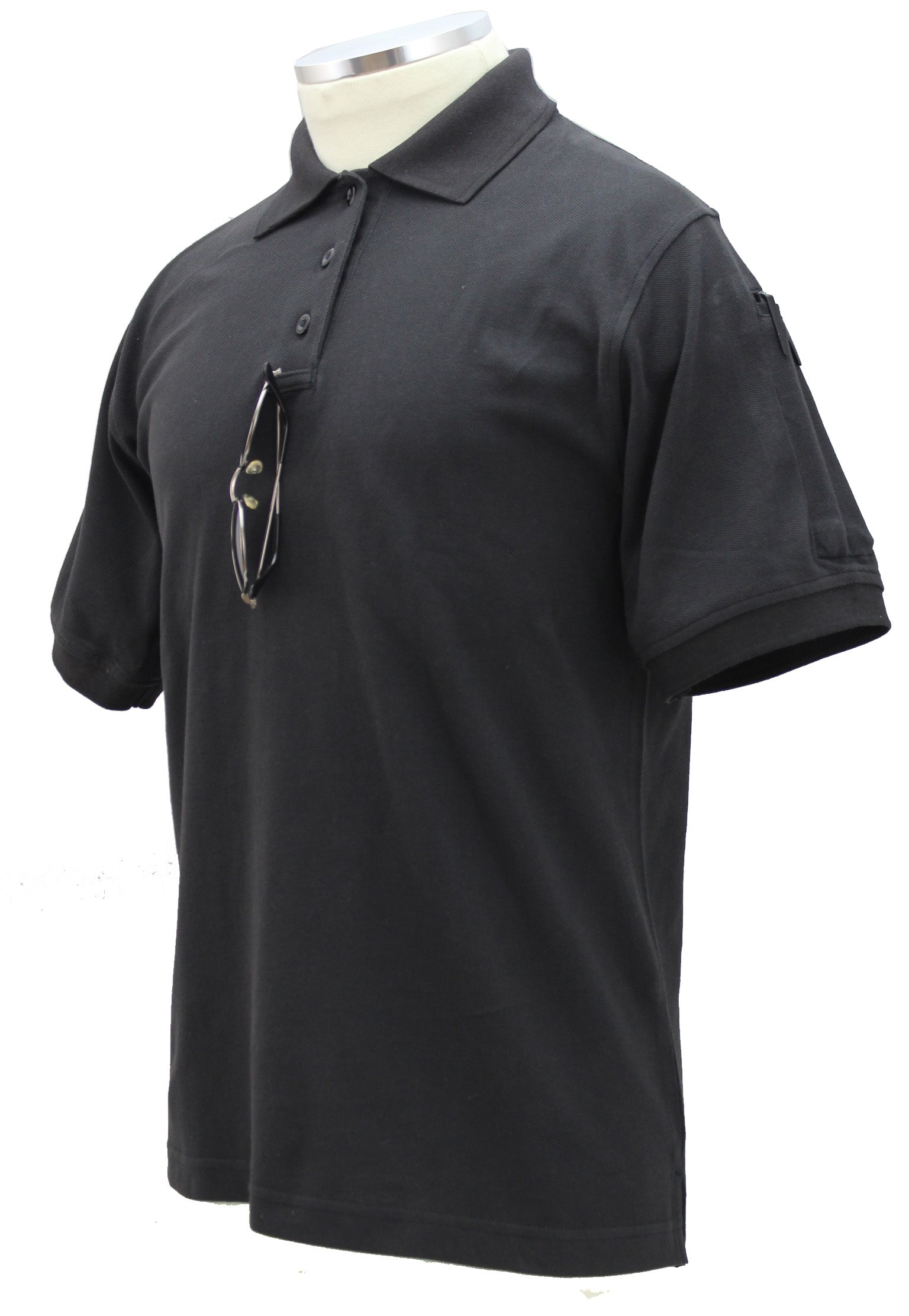 Stars Uniform 100% Cotton Elbeco Short Sleeve Polos for Men Black - Detail View 9
