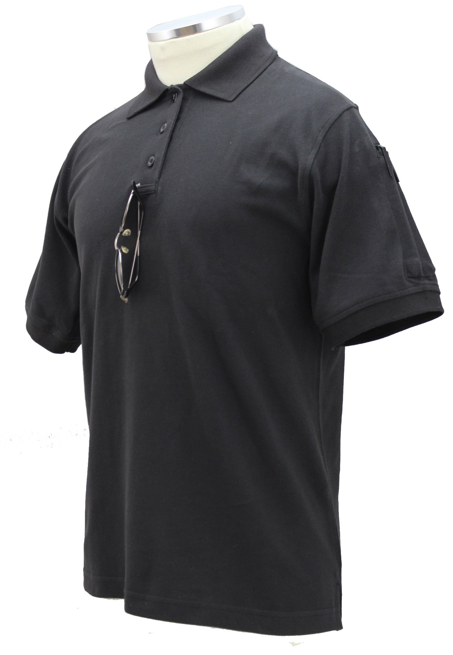Stars Uniform 100% Cotton Elbeco Short Sleeve Polos for Men Black - Detail View 4