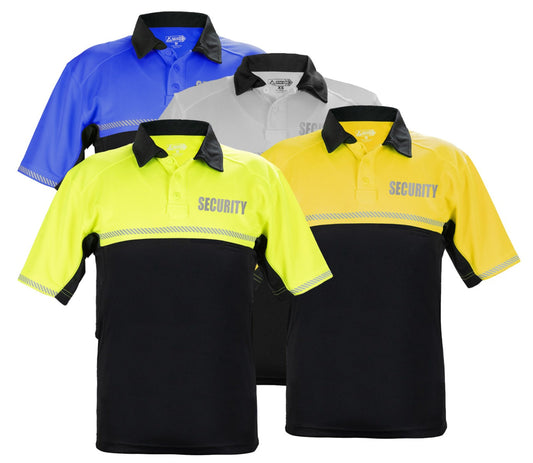 Stars Uniform 100% POLYESTER JERSEY KNIT TWO TONE REFLECTIVE SECURITY BIKE PATROL POLO SHIRTS - Primary View