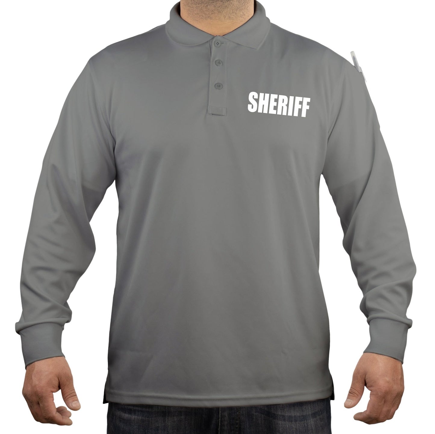 Stars Uniform 100% Polyester Sheriff Tactical Performance Polo Long Sleeve Shirt - Detail View 2