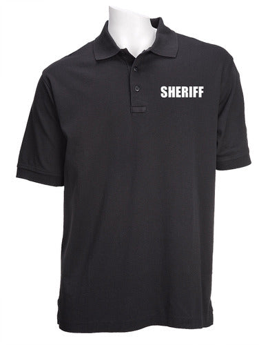 Stars Uniform 5.11 Black Tactical Jersey Short Sleeve Polo - White Sheriff ID - Primary View