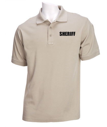 Stars Uniform 5.11 Silver Tan Tactical Jersey Short Sleeve Polo - Black Sheriff ID - Primary View