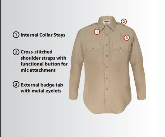 Stars Uniform Class A Heavy Duty CHP (California Highway Patrol) Long Sleeve Shirts (Poly/Wool) - Men's (436N) (Tan) - Alternate View