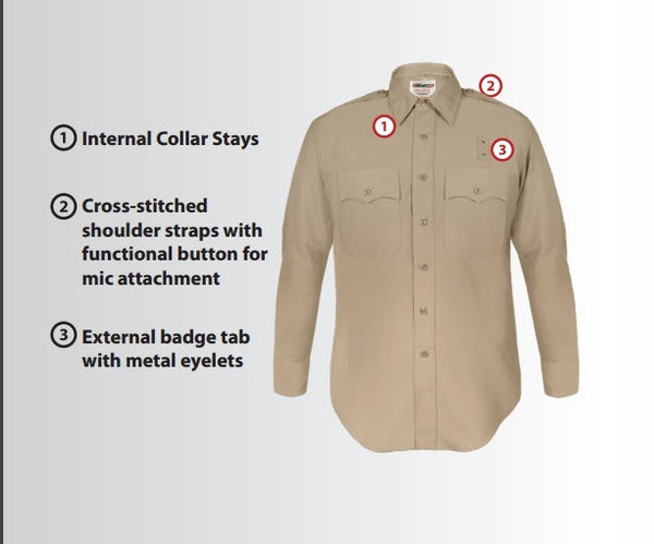Stars Uniform Class A Heavy Duty CHP (California Highway Patrol) Long Sleeve Shirts (Poly/Wool) - Men's (436N) (Tan) - Primary View