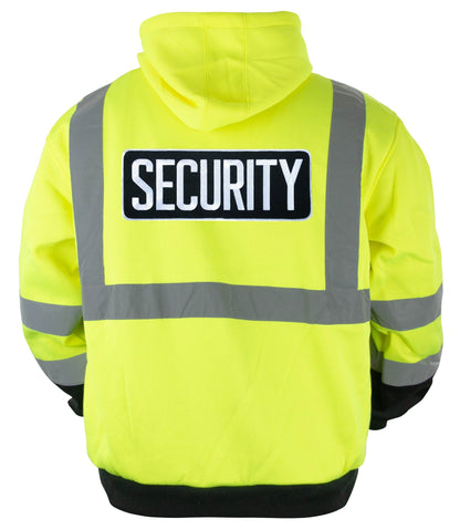 Stars Uniform Hi-Visibility Safety Thermal Zippered Hoodie with Security ID (Lime Green/Black) - Detail View 1