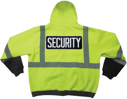 Stars Uniform Hi-Visibility Safety Thermal Zippered Hoodie with Security ID (Lime Green/Black) - Detail View 5
