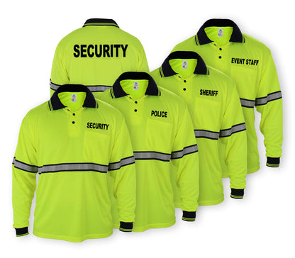 Stars Uniform High Visibility Long Sleeve Polo Shirt With Reflective Stripes and ID - Primary View