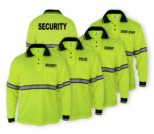 Stars Uniform High Visibility Long Sleeve Polo Shirt With Reflective Stripes and ID - Primary View