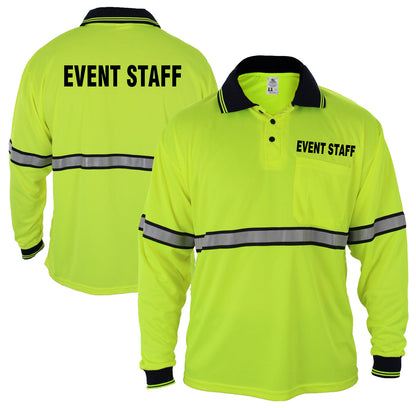 Stars Uniform High Visibility Long Sleeve Polo Shirt With Reflective Stripes and ID - Detail View 8