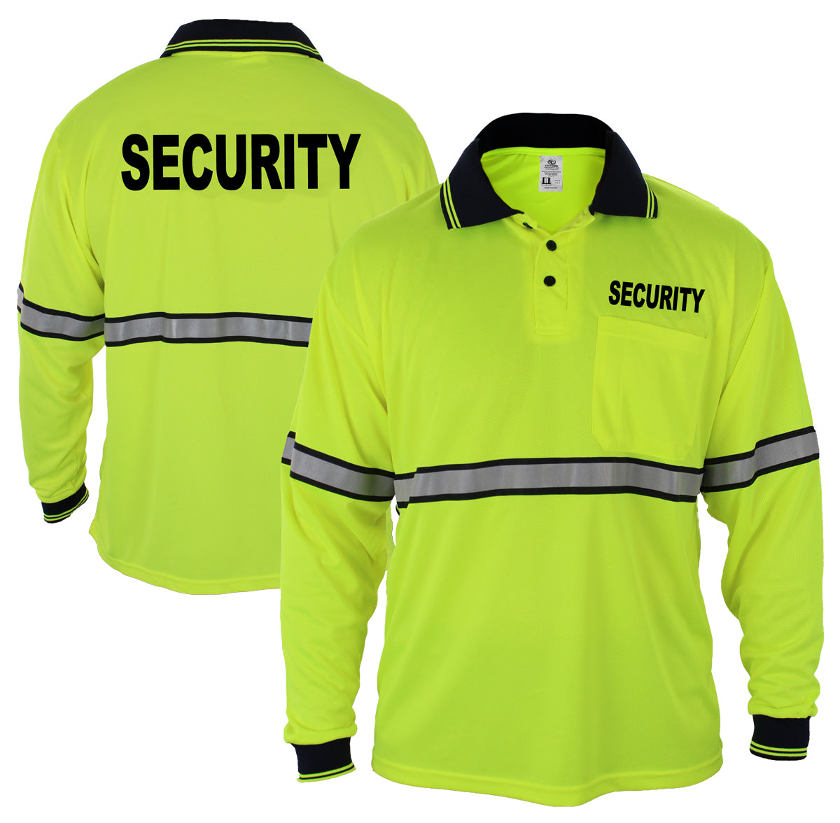 Stars Uniform High Visibility Long Sleeve Polo Shirt With Reflective Stripes and ID - Detail View 31