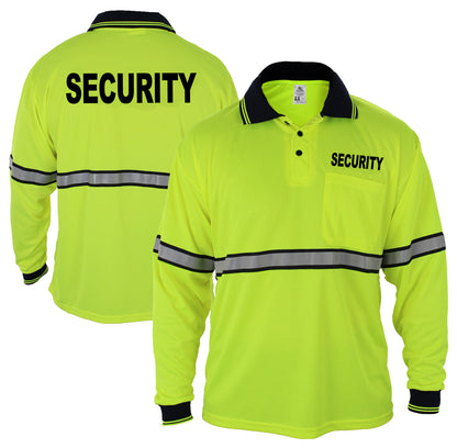 Stars Uniform High Visibility Long Sleeve Polo Shirt With Reflective Stripes and ID - Detail View 35