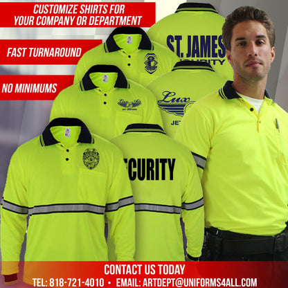 Stars Uniform High Visibility Long Sleeve Polo Shirts with Reflective Stripes - Alternate View