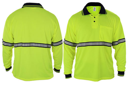 Stars Uniform High Visibility Long Sleeve Polo Shirts with Reflective Stripes - Detail View 3