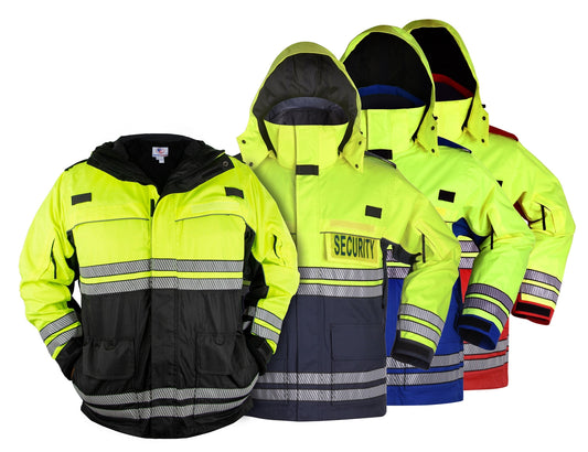 Stars Uniform High Visibility Waterproof Parkas with Reflective Striping - Primary View