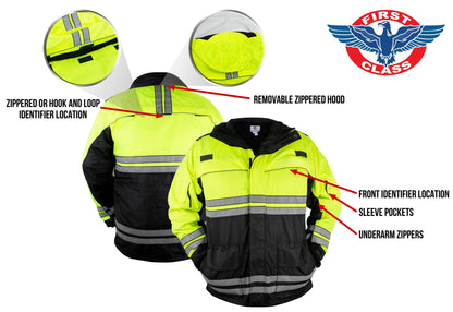 Stars Uniform High Visibility Waterproof Parkas with Reflective Striping - Detail View 3