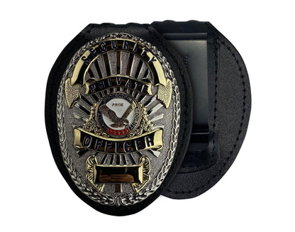 Stars Uniform Leather Badge Holder with Chain and Belt Clip - Primary View