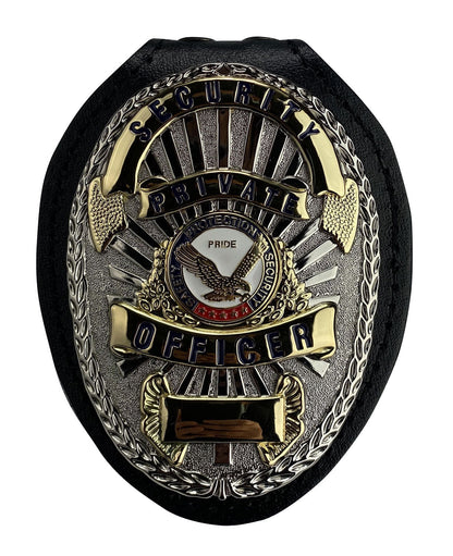 Stars Uniform Leather Badge Holder with Chain and Belt Clip - Alternate View
