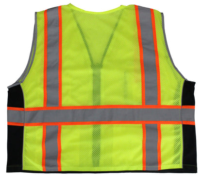Stars Uniform Lime Green Reflective Safety Vest with Pockets - Alternate View
